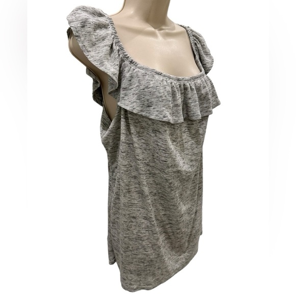 Torrid Heathered Gray Ribbed Ruffle Boho Off The Shoulder Top Jersey Knit - Picture 3 of 4